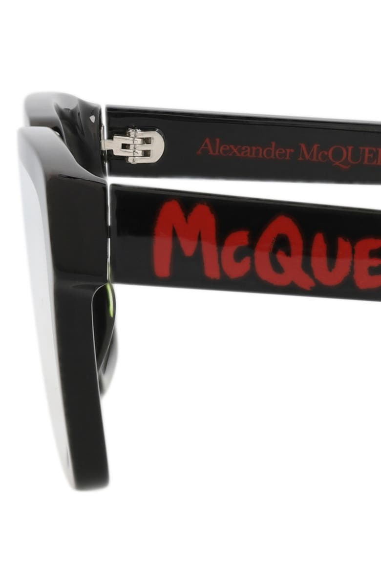 McQueen 54mm Rectangular Optical Glasses, Alternate, color, Black Black Transparent