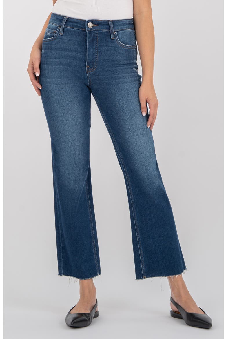 Kelsey High Waist Raw Hem Ankle Flare Leg Jeans, Main, color, ROYAL