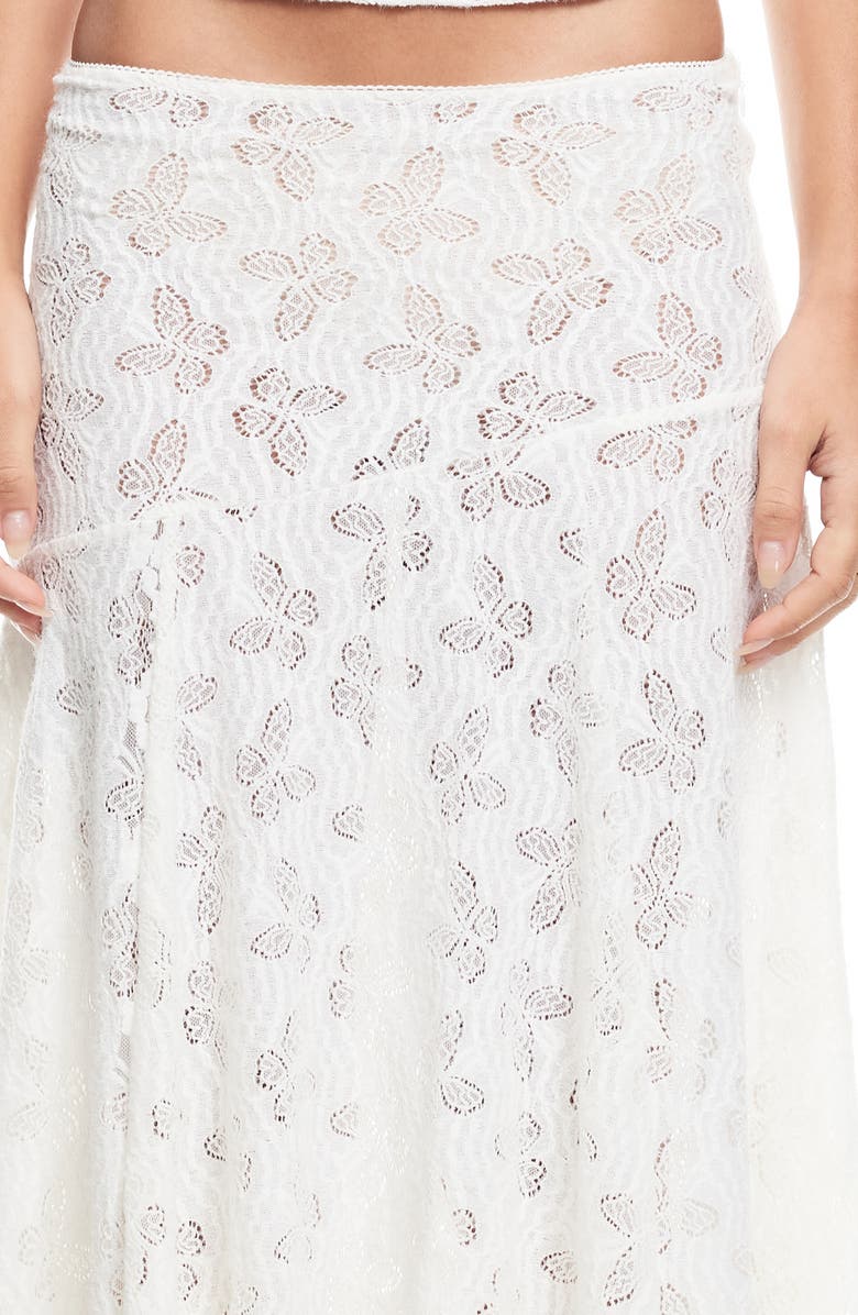 LIONESS Tidal Pointelle Asymmetric Midi Skirt, Alternate, color, Foam