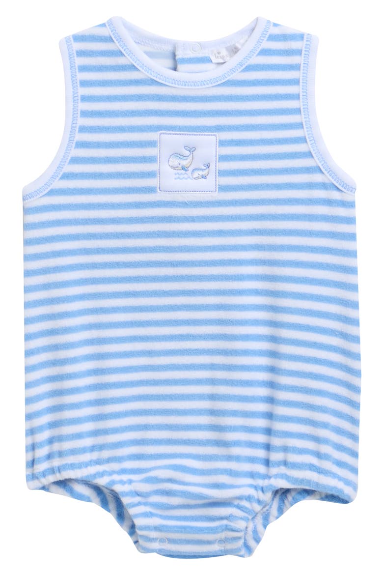 Stripe Terry Cloth Bubble Romper, Main, color, LIGHT BLUE