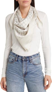 COACH Textured Signature Logo Square Silk Scarf