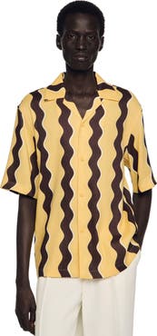 SANDRO Printed linen shirt