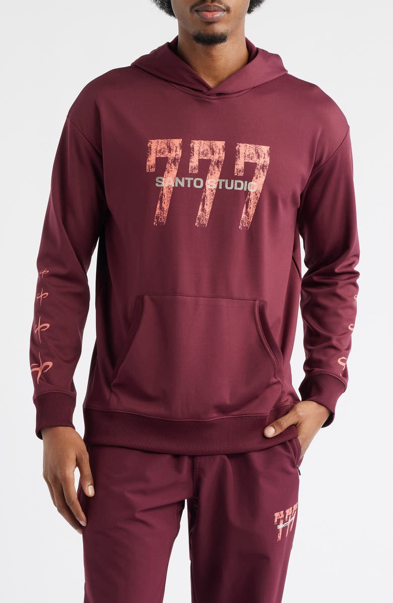 SANTO STUDIO Tempo 777 Enjoy Comfort Comfort Fleece Graphic Hoodie, Main, color, Merlot