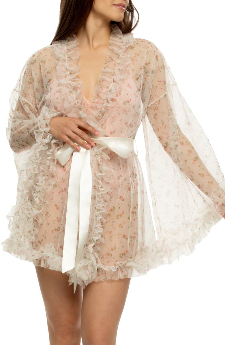 Felina Veil Luxe Lace Trim Robe, Alternate, color, Cottage Ditsy
