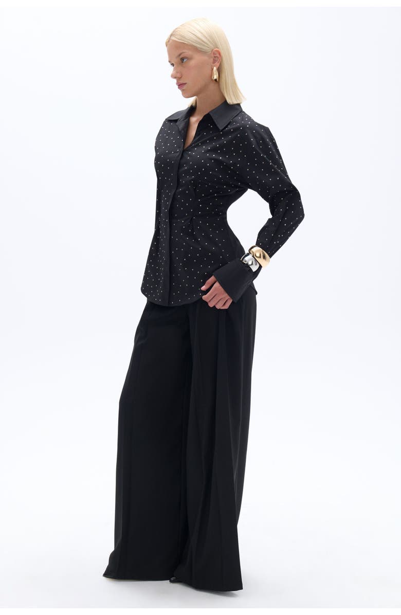 Nocturne Rhinestone Embroidered Button-Up Shirt, Alternate, color, 