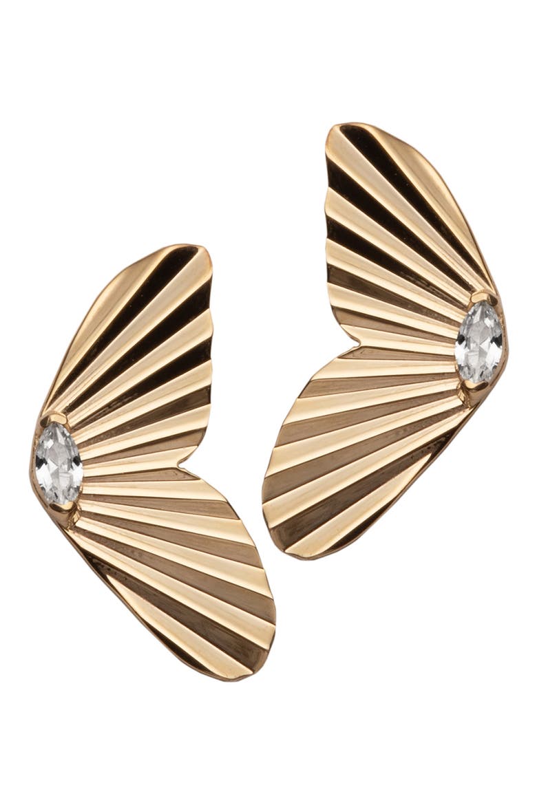 Ivy Crystal Drop Earrings, Main, color, 14K YELLOW GOLD PLATED SILVER