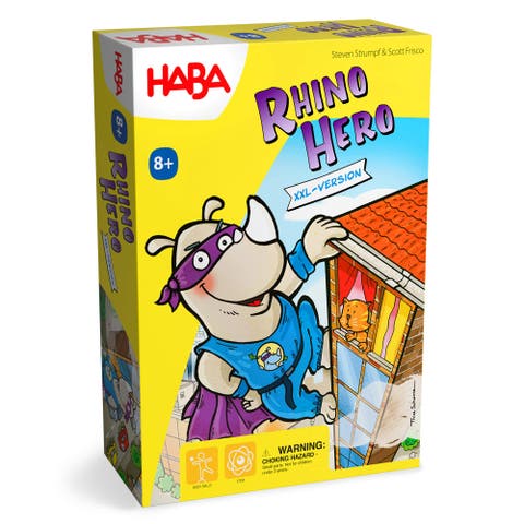 Rhino Hero XXL - Giant Games Version of The Classic Super Hero Card Stacking Game for Team Building and Family Fun, Ages 8 Years and Up