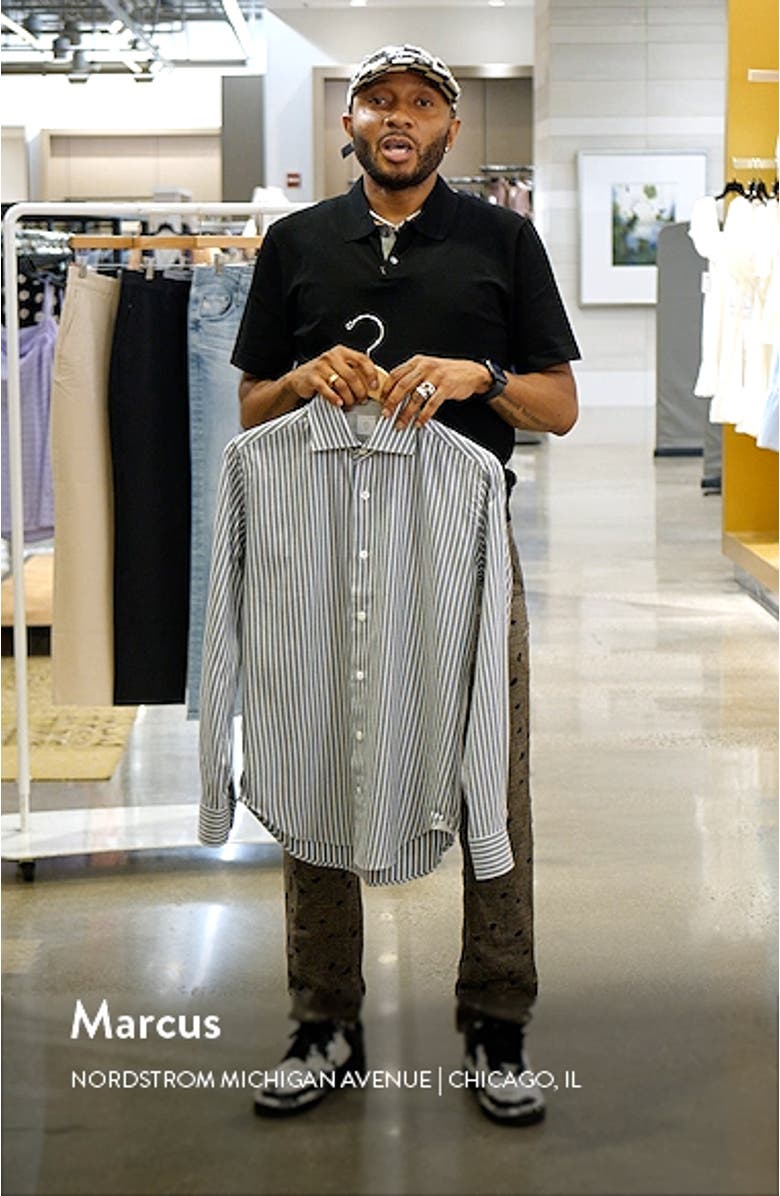 Pinstripe Cotton Blend Button-Up Shirt, sales video thumbnail