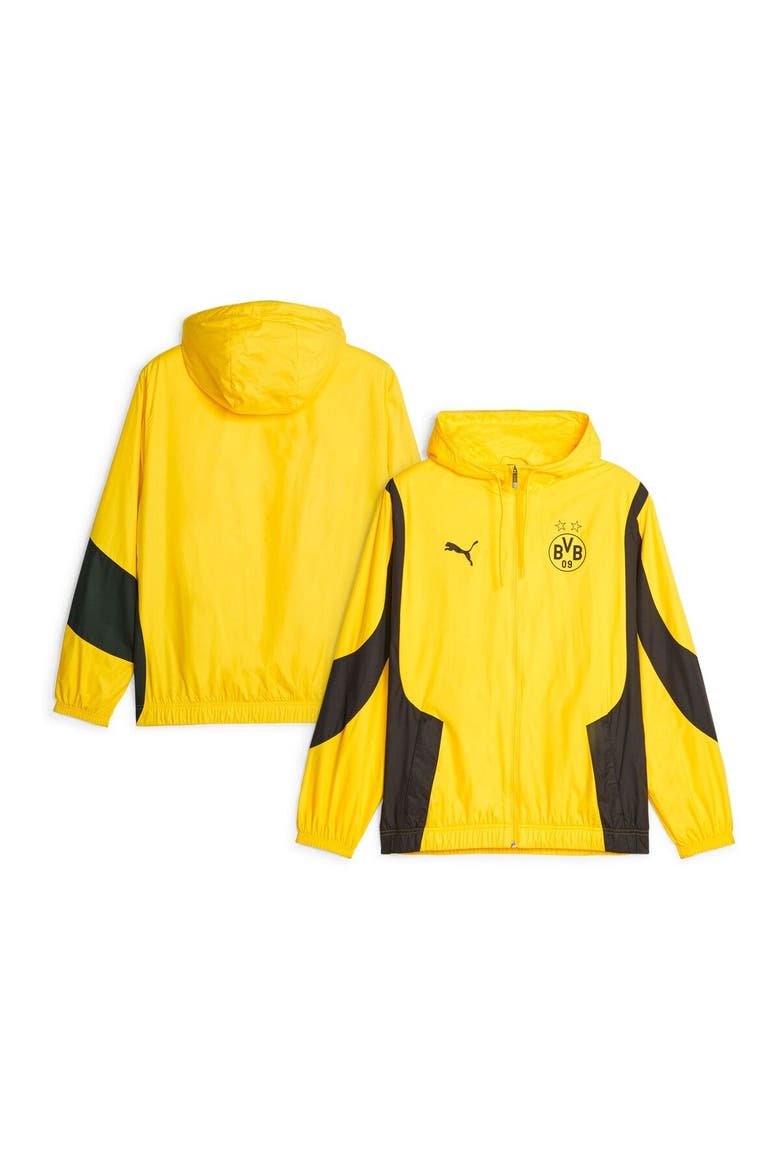 Men's Puma  Yellow Borussia Dortmund 2023/24 Pre-Match Anthem Full-Zip Hoodie Jacket, Main, color, Yellow