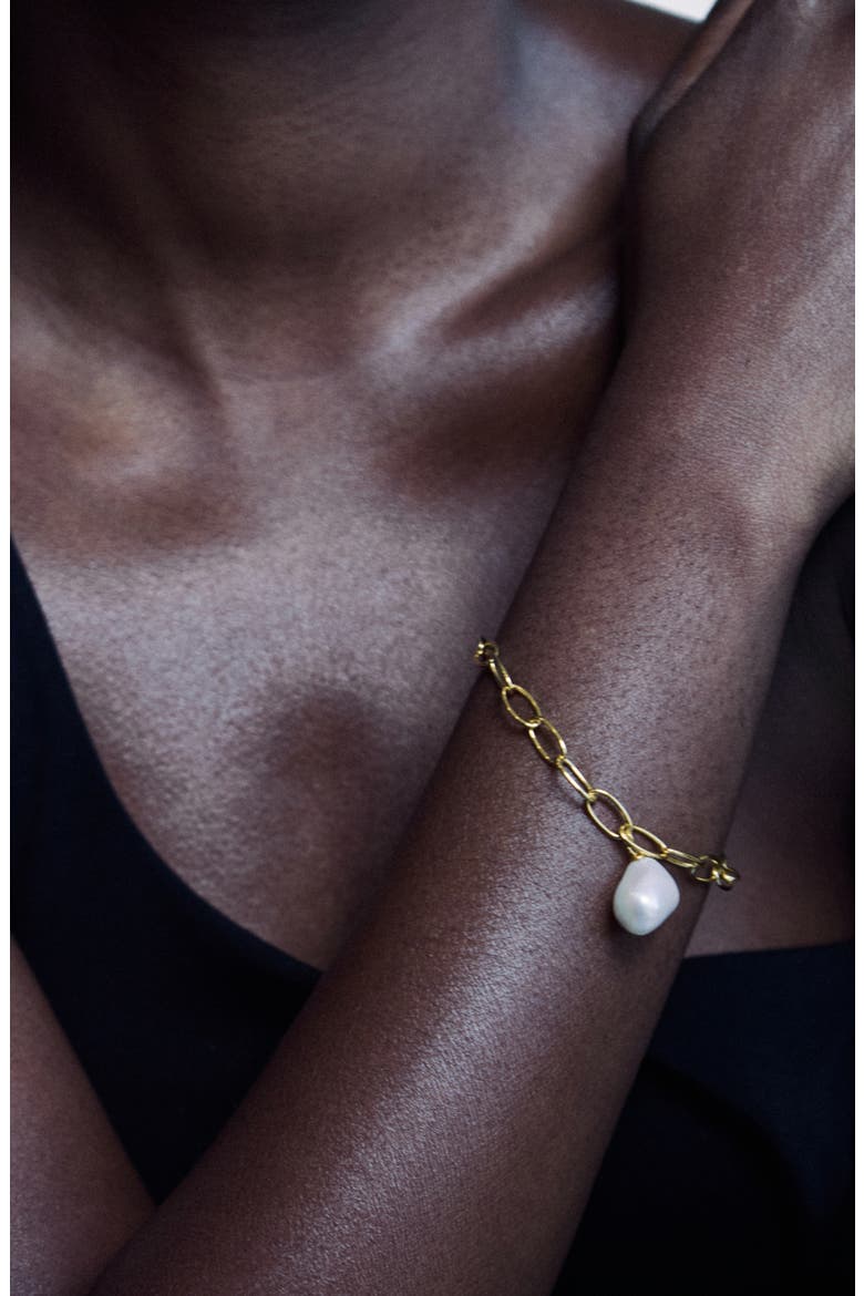 Baroque Pearl Drop Bracelet, Alternate, color, Gold