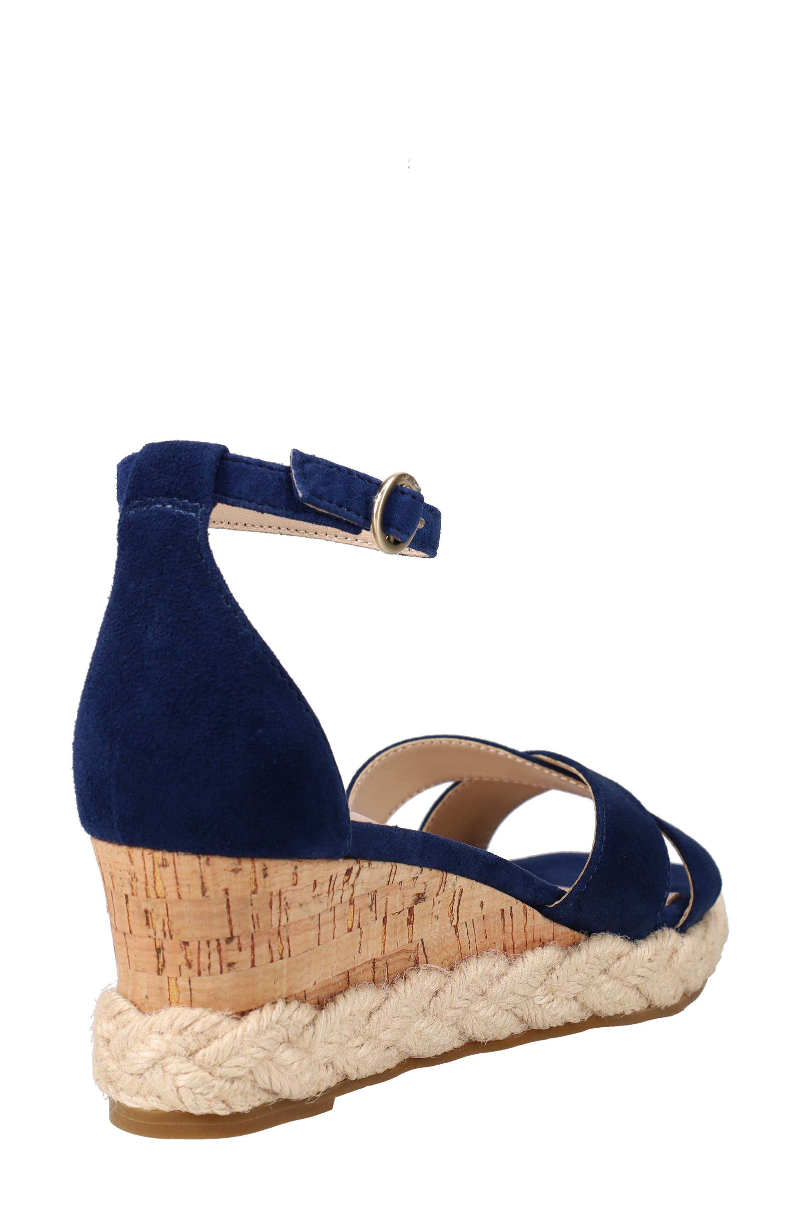 Pelle Moda Pippen Ankle Strap Wedge Slide Sandal, Alternate, color, Midnight