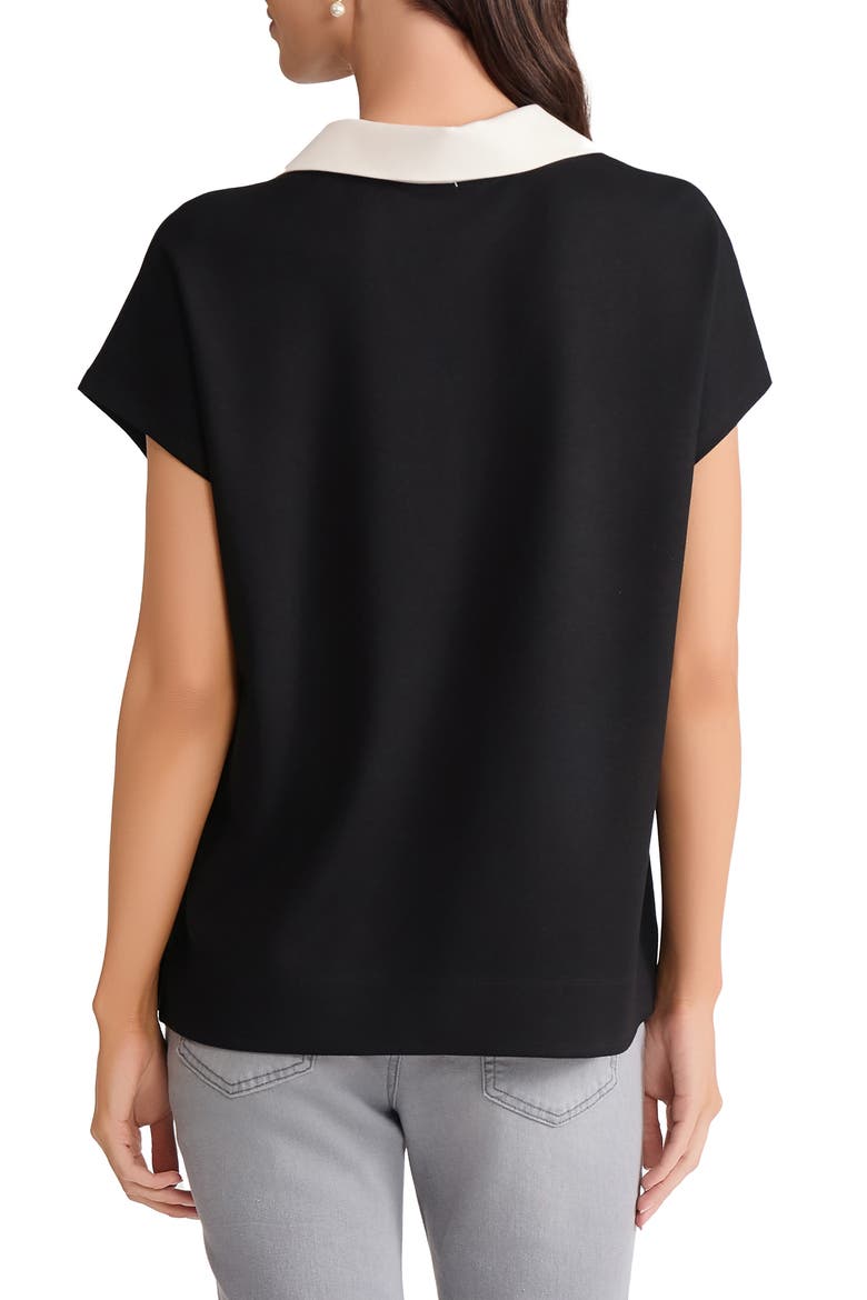 Dolman Sleeve Polo Shirt, Alternate, color, JONES BLACK/ JONES WHITE