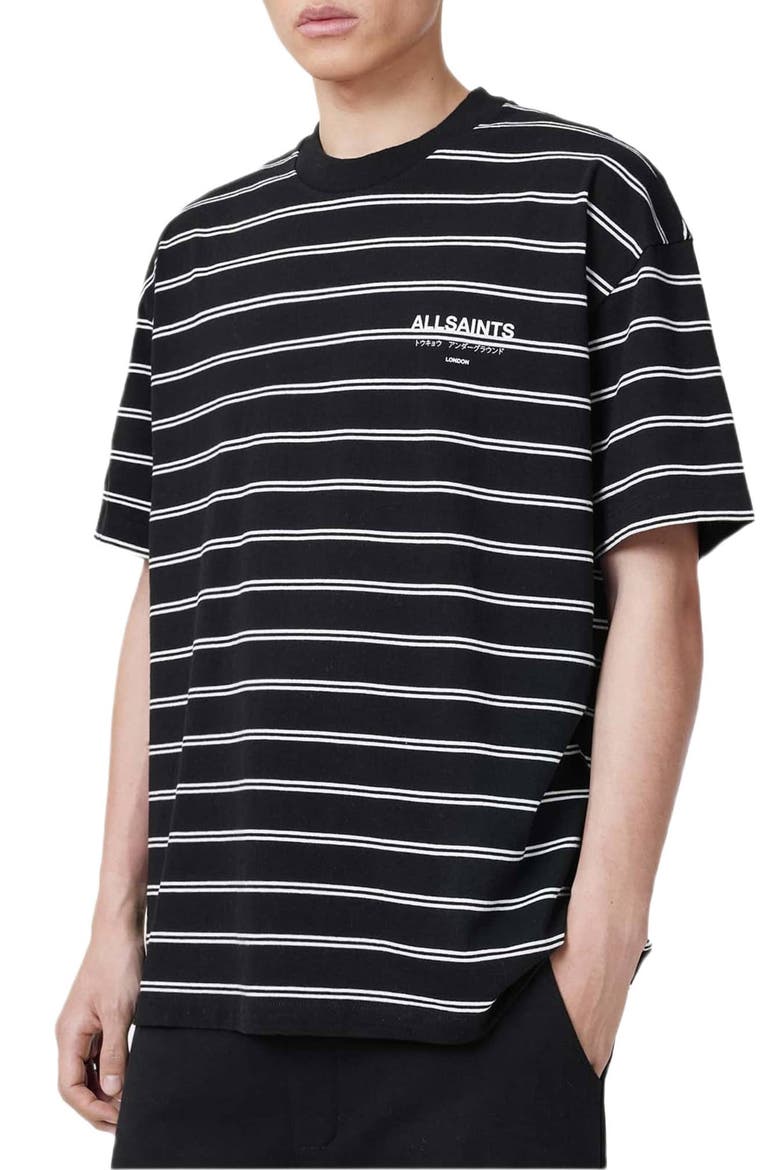 Underground Stripe T-Shirt, Alternate, color, JET BLACK / CHALK WHITE