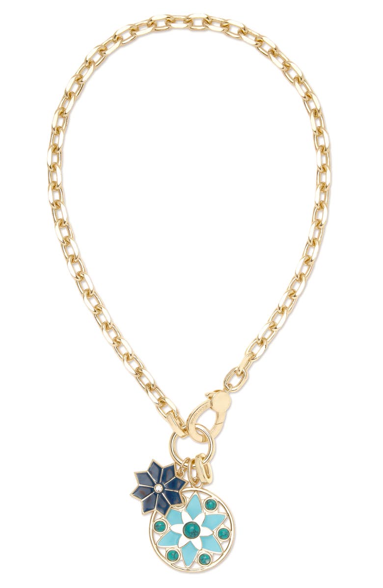 Ramy Brook Deepika Enamel Charms Pendant Necklace, Main, color, Gold