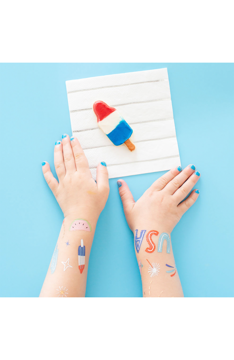 Daydream Society 4th of July Patriotic U.S. Of Yay Temporary Tattoo Sheet, Alternate, color, Assorted Pre-Pack