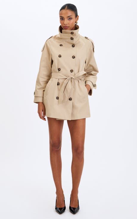 Vanetta High Collar Double-Breasted Trench Mini Coat