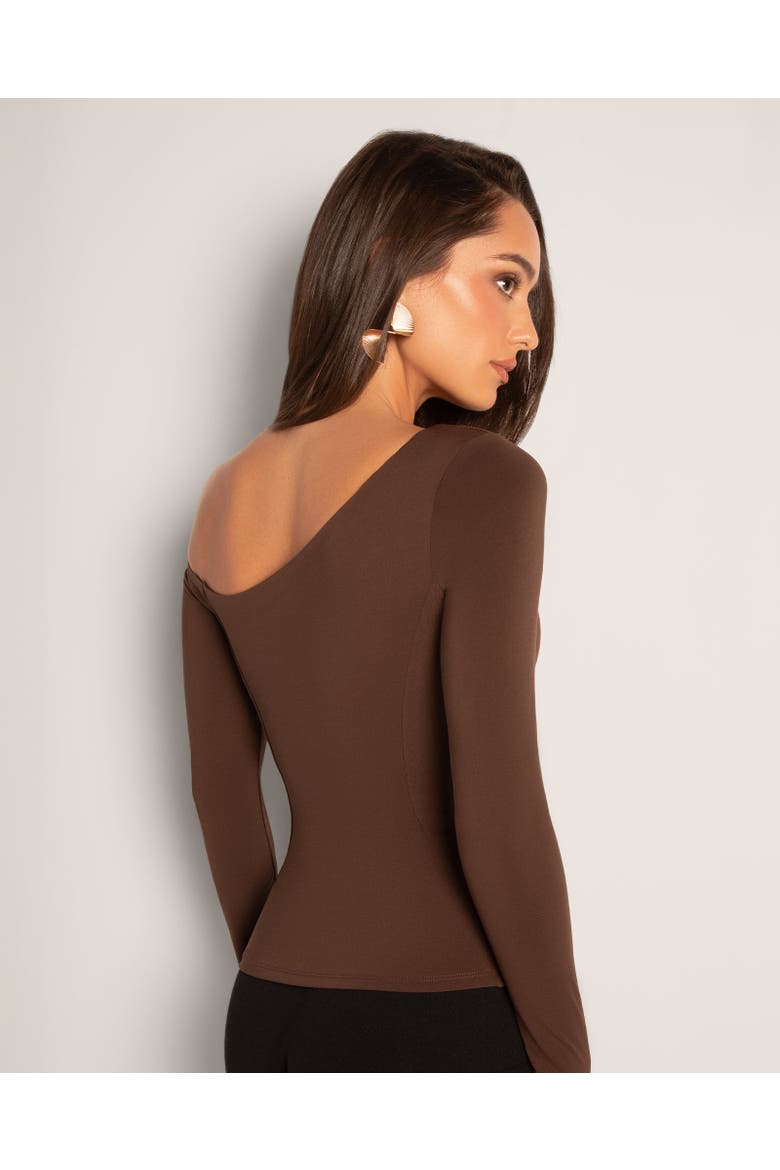 Mega Sculpting One-Shoulder Long Sleeve Top, Alternate, color, Slinky Espresso