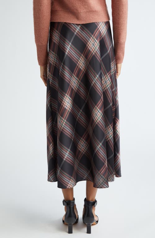 Shop Vince Plaid Satin Slipskirt In Vintage Petal