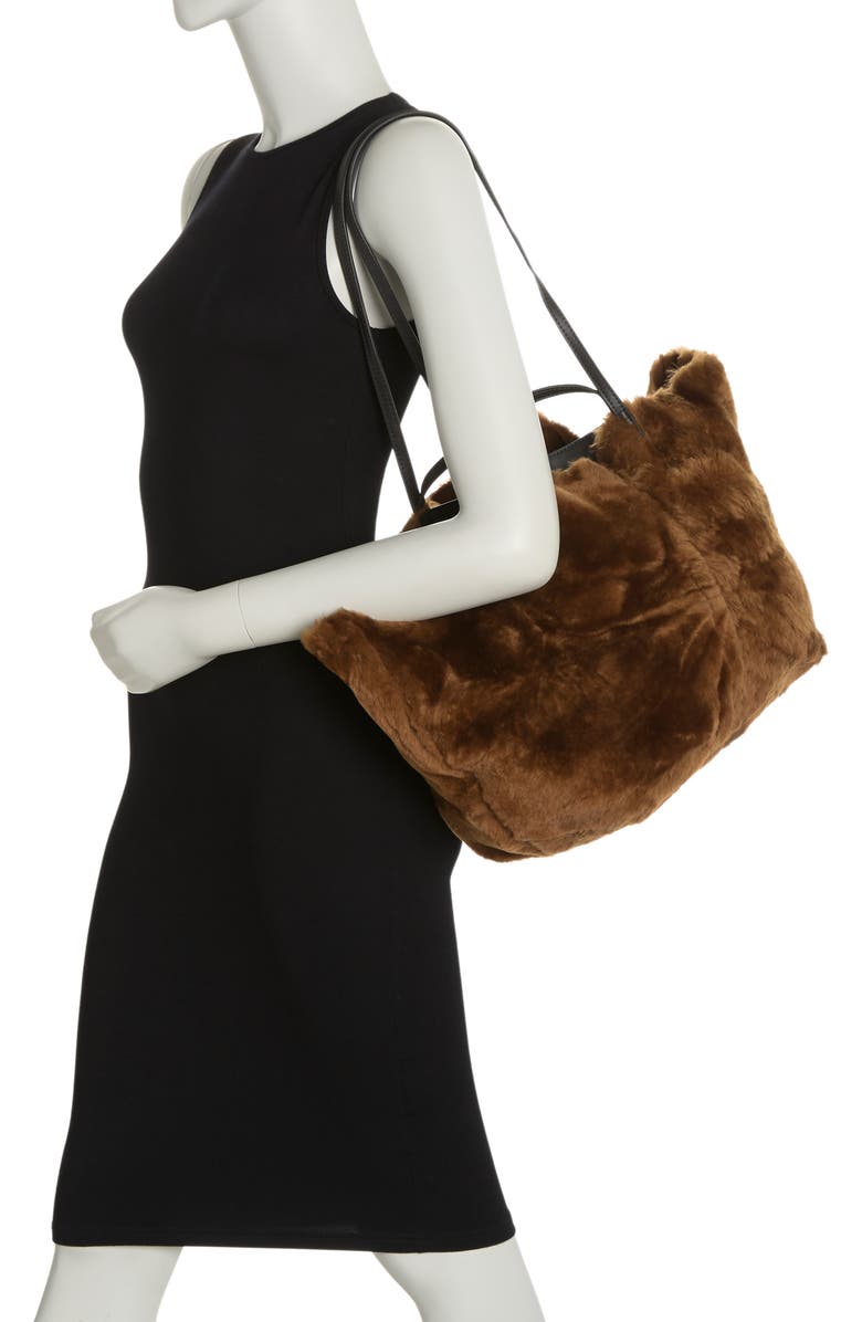 AllSaints Hannah Genuine Shearling Tote, Alternate, color,