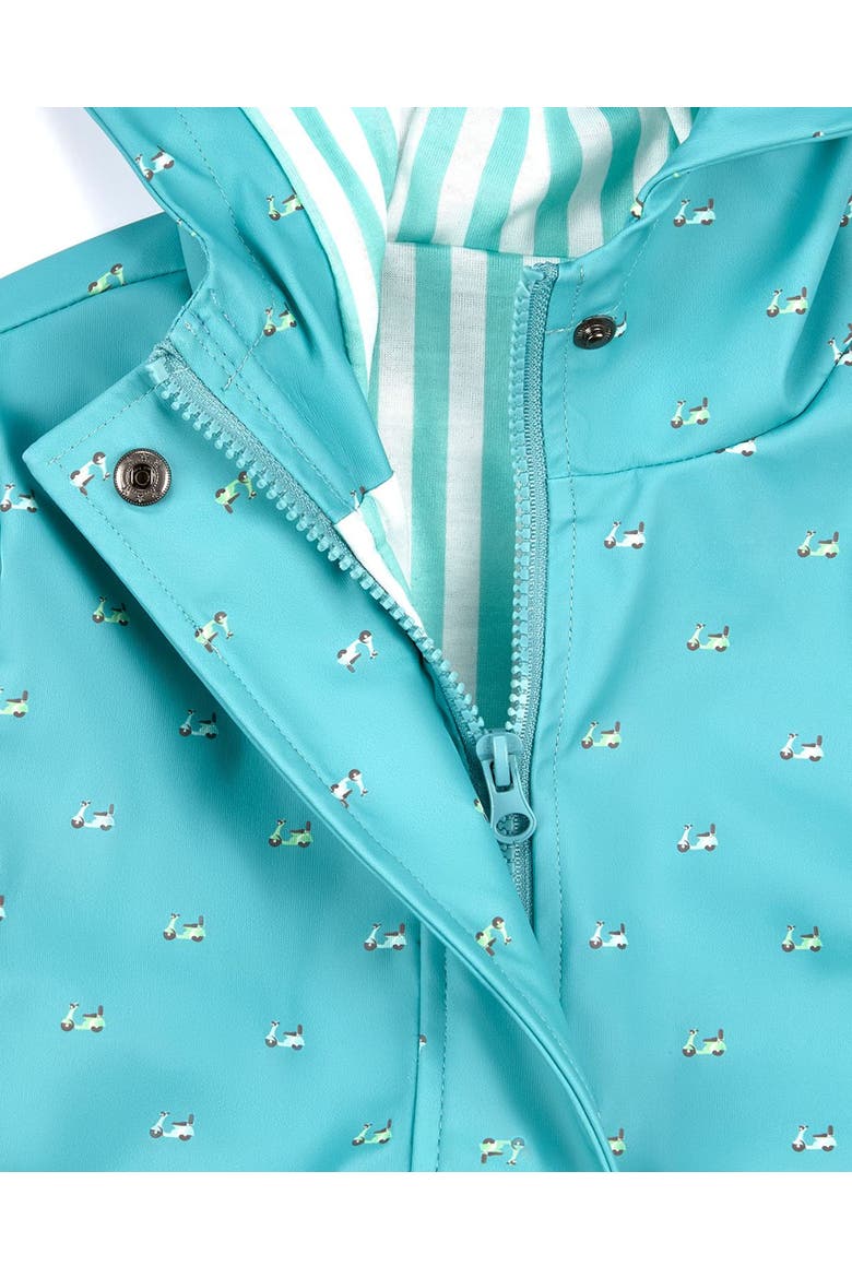 Lined Raincoat with Attached Self-Storage Pouch, Alternate, color, Teal