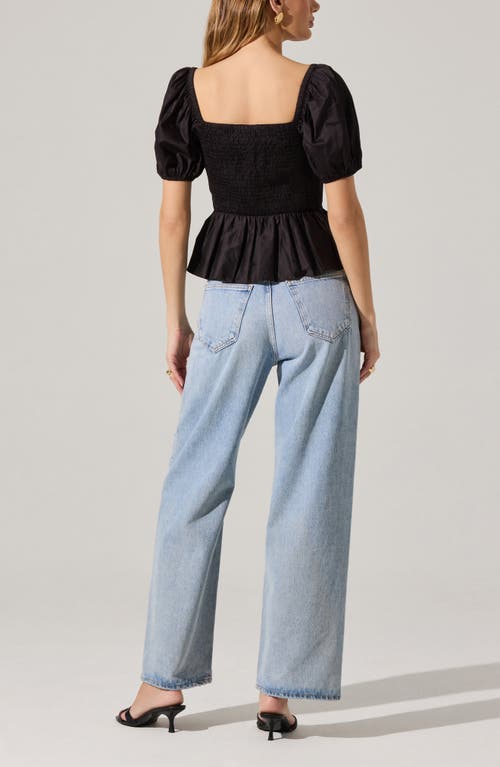 Astr The Label Smocked Peplum Shirt In Black