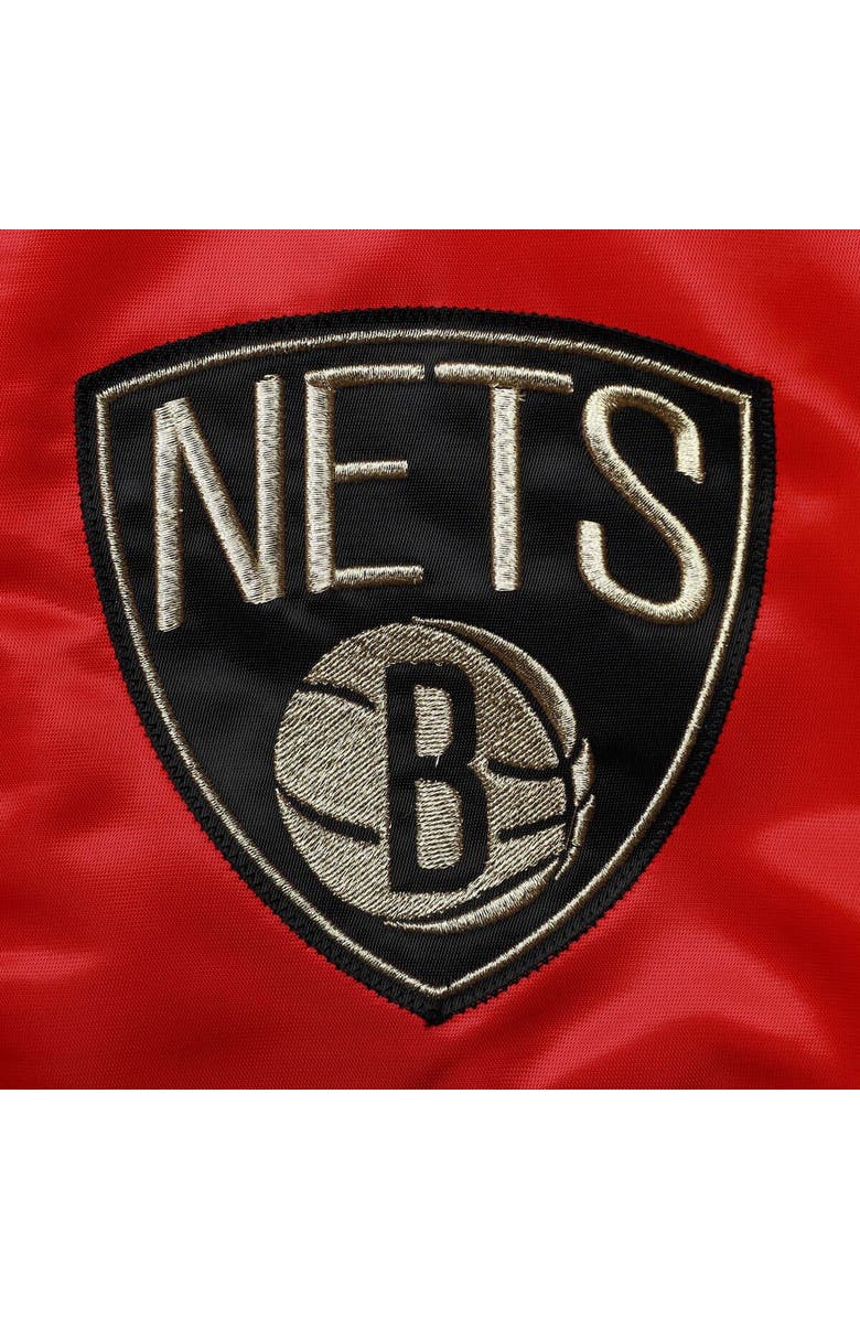 STARTER Men's Starter Red/Black/Green Brooklyn Nets Black History Month NBA 75th Anniversary Full-Zip Jacket, Alternate, color, Red