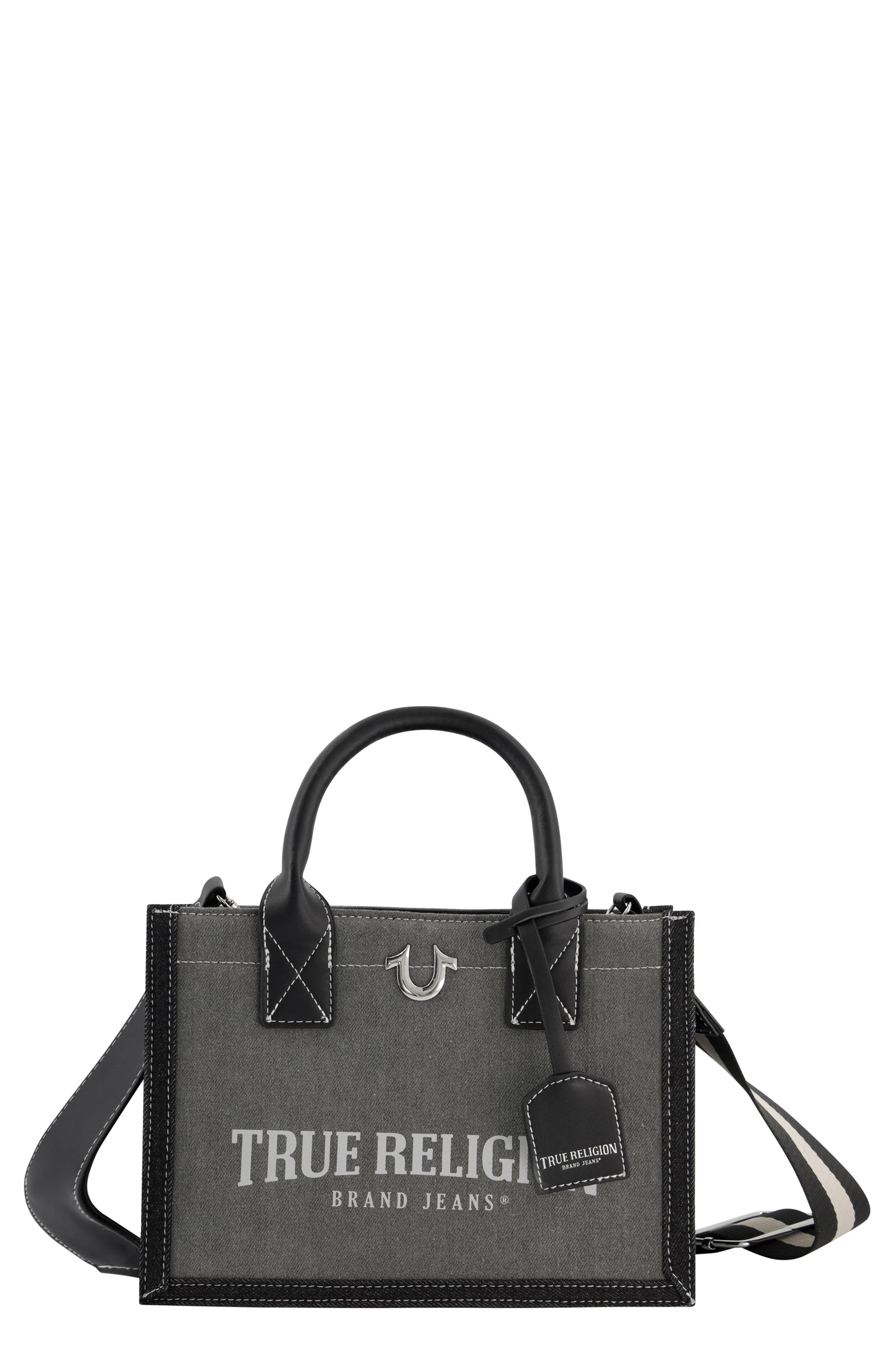 Modern Edge Denim Tote, Main, color, LIGHT GREY