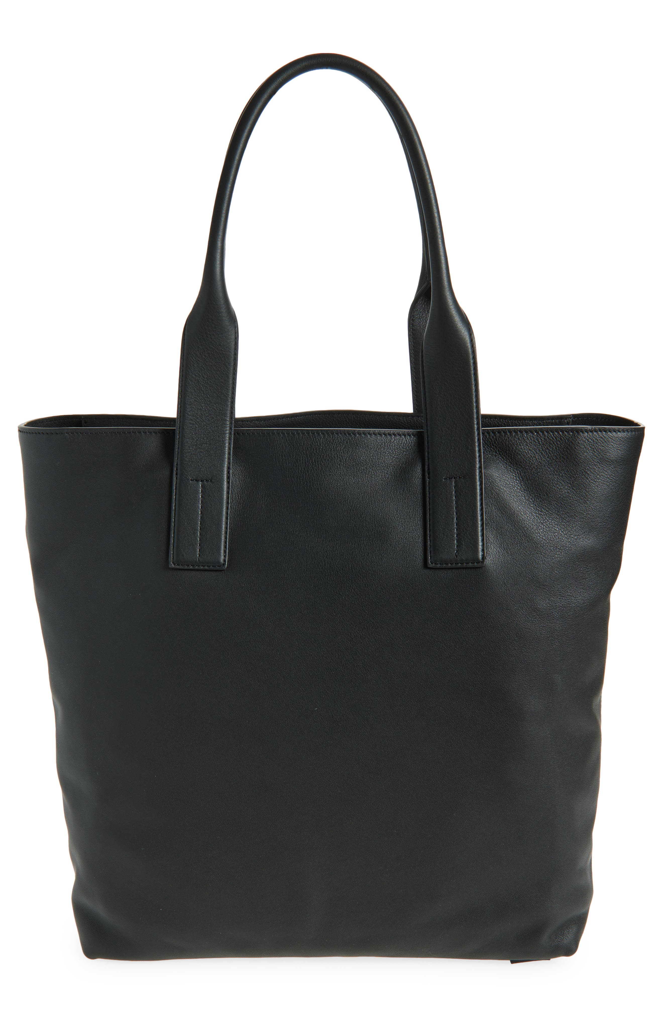 TOM FORD Leather North/South Tote, Alternate, color, Black