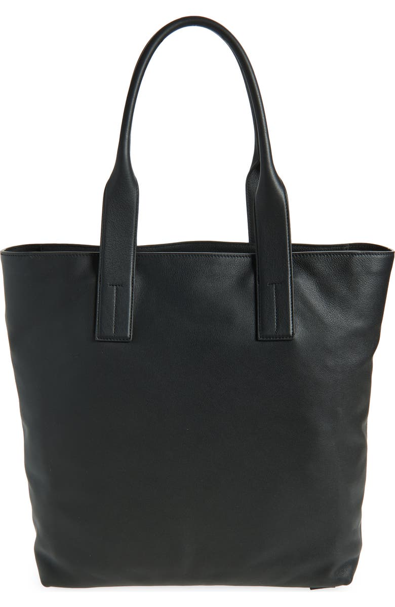 TOM FORD Leather North/South Tote, Alternate, color, Black