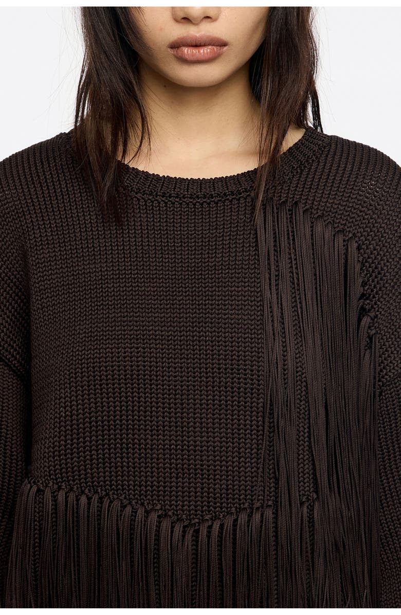 Bimba y Lola Fringed Balloon Sweater, Alternate, color, Brown