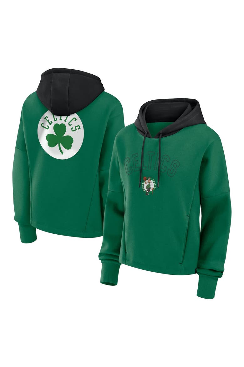 Women's Fanatics  Kelly Green Boston Celtics Post Up Boxy Pullover Hoodie, Alternate, color, Kelly Green