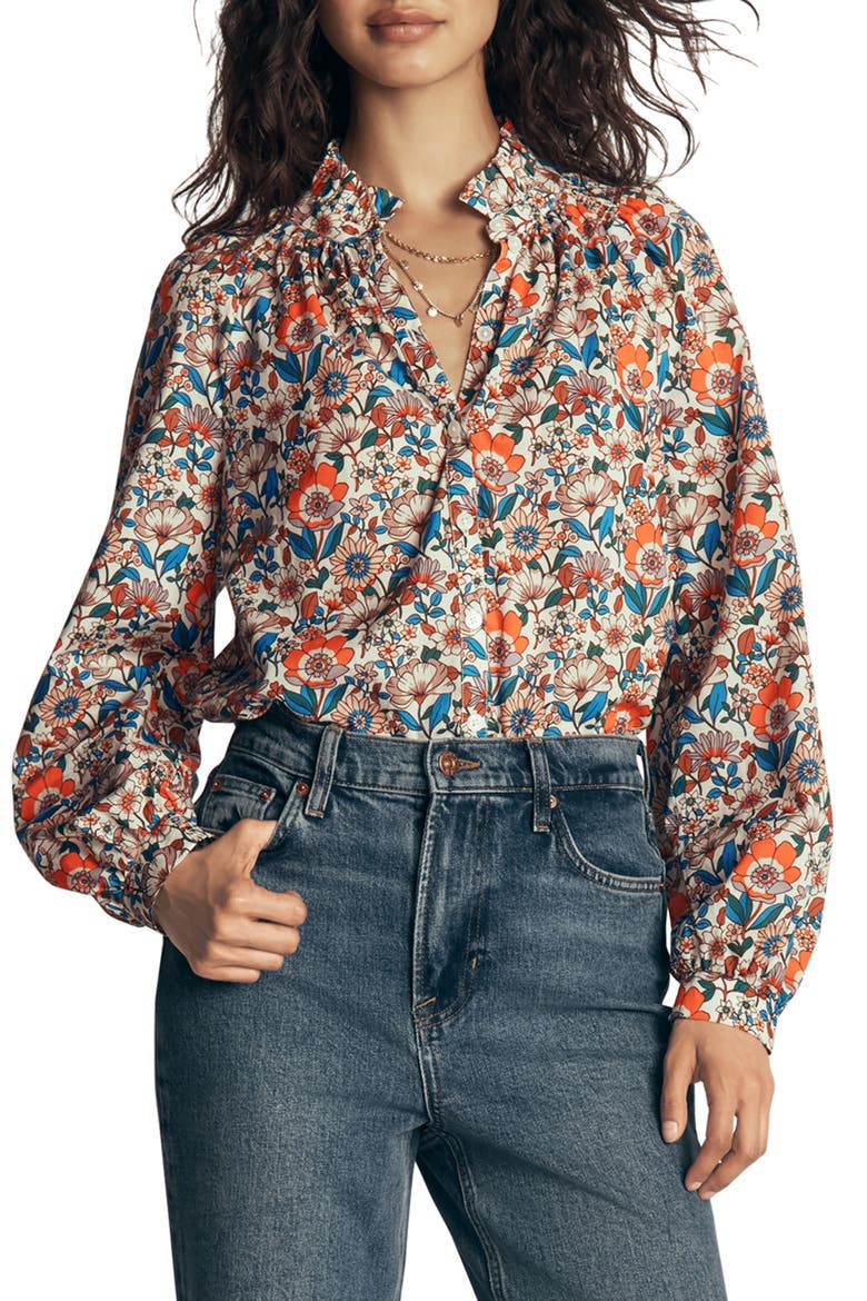 Erica Cotton Frill Top, Main, color, FLORAL PRINT