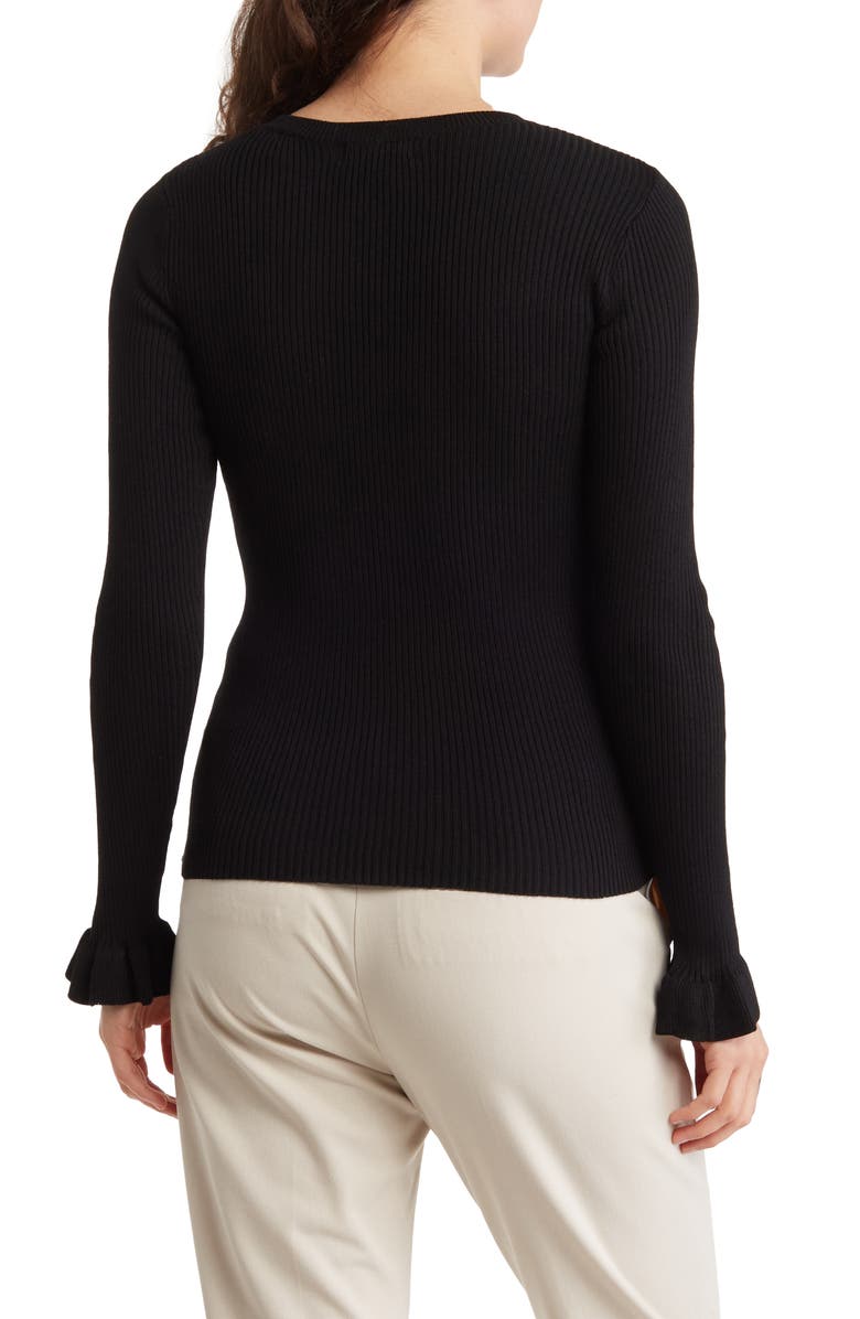 T Tahari Ruffle Cuff Sweater, Alternate, color, 