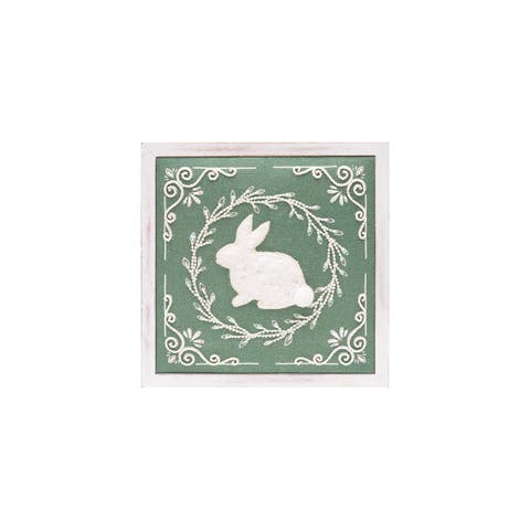 9"H x 1.25"L x 9"W Green Bunny Wreath Shadow Box