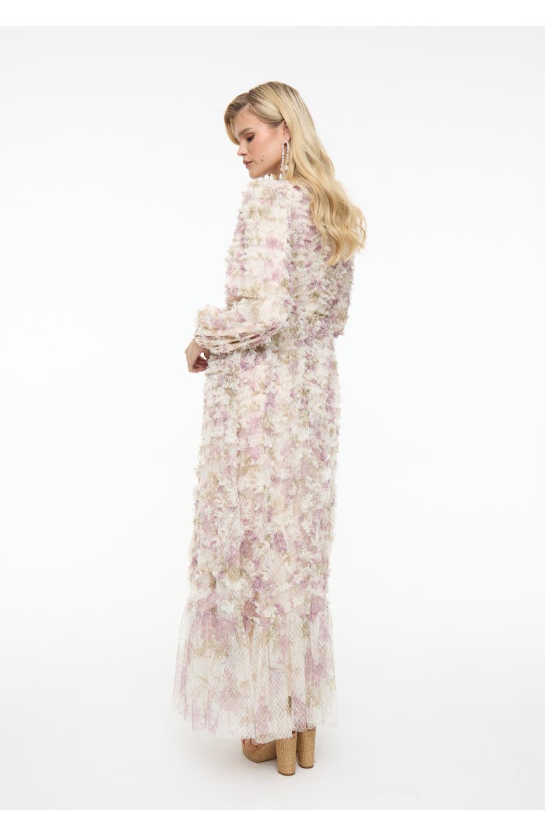 BEAUUT Ruffle Floral Mesh Maxi Dress, Alternate, color, Cream