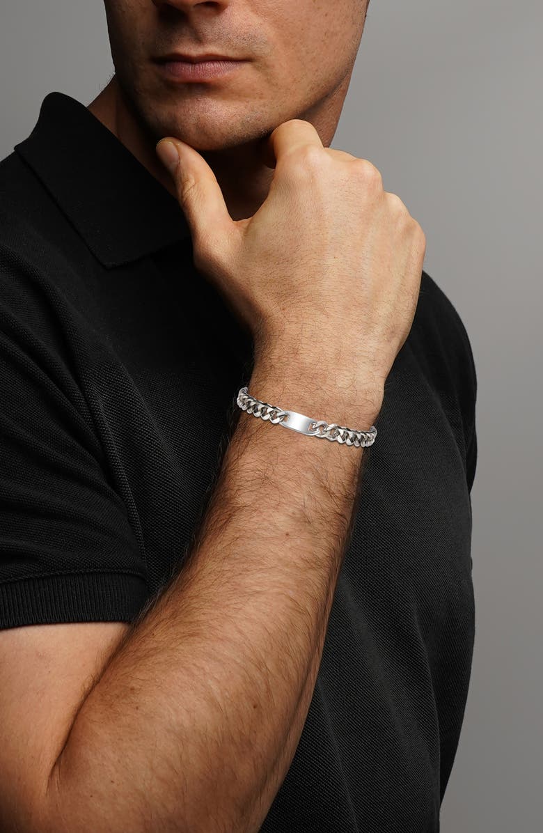 GEOFFREY BEENE Men's Stainless Steel Cuban Chain Bracelet, Alternate, color, Silver