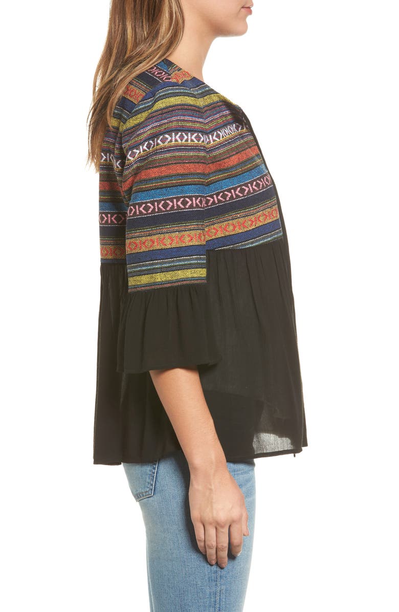 Pleione Embroidered Jacquard & Gauze Top, Alternate, color, 