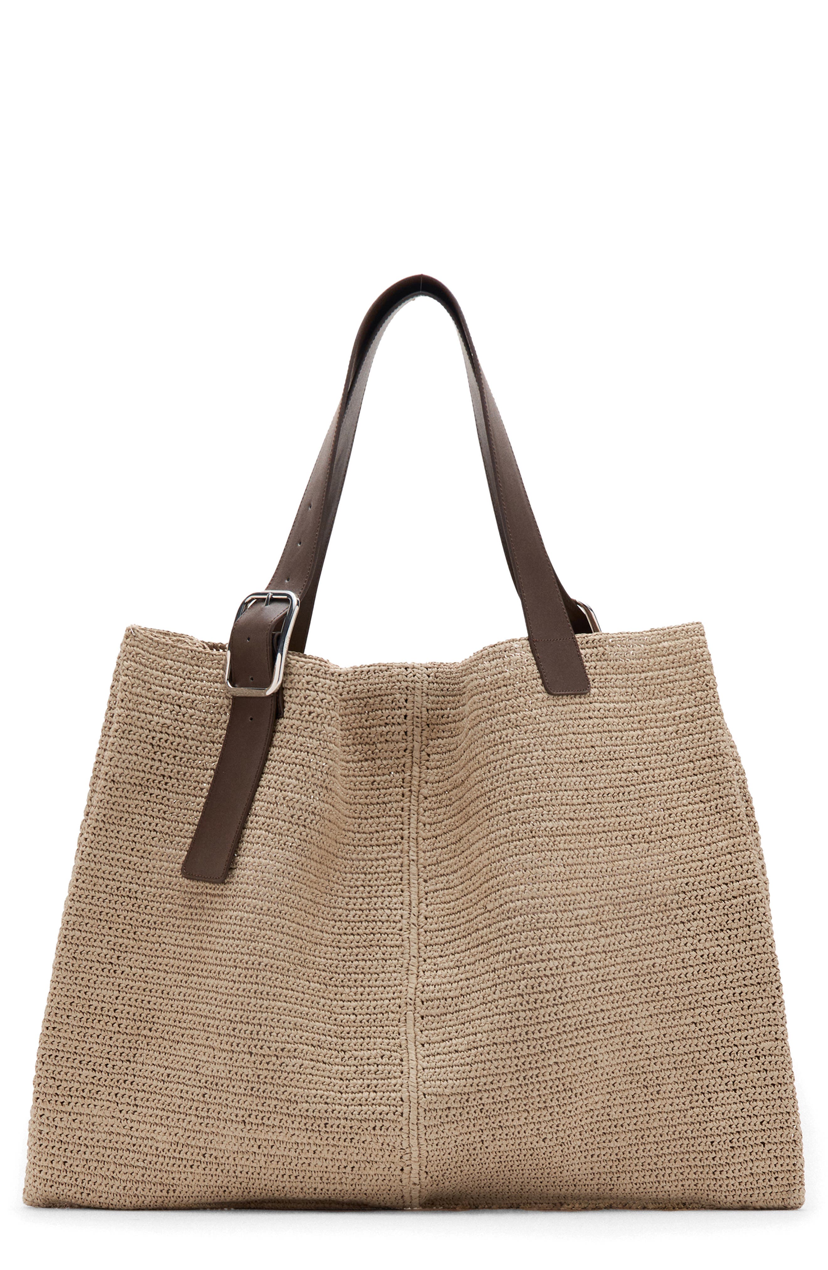 Natural Fiber Shopper Bag, Main, color, BEIGE