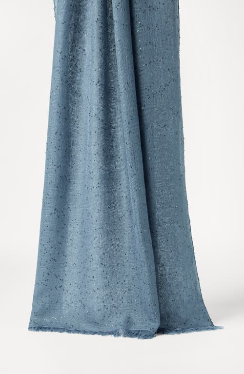 Brunello Cucinelli Cashmere And Silk Diamond Yarn Scarf In Avio Blue