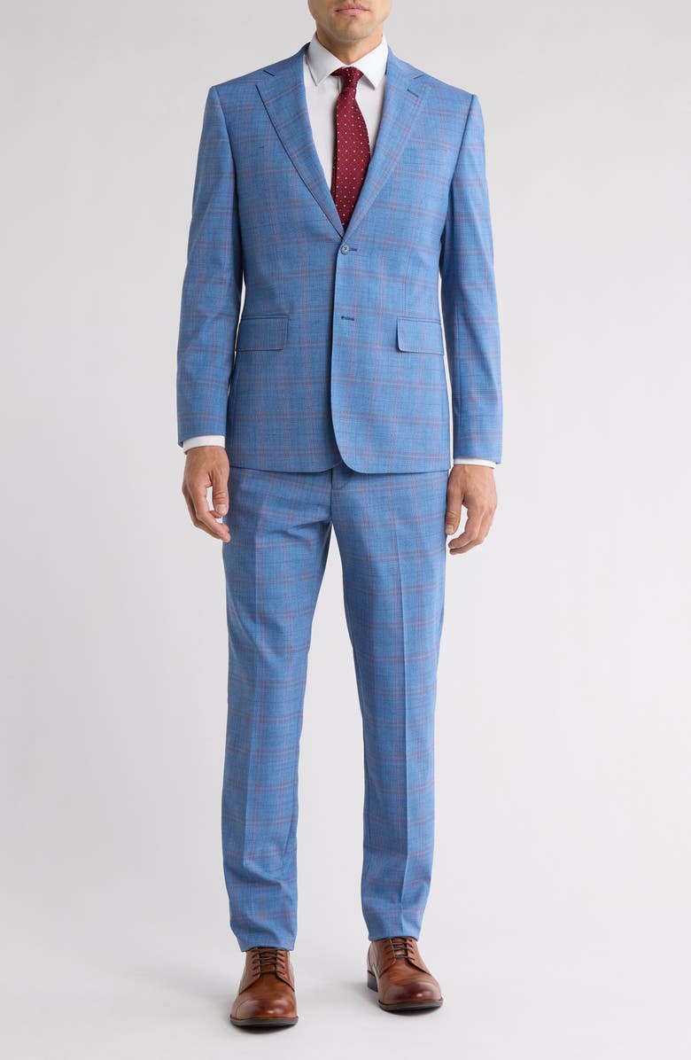 English Laundry Plaid Blue Mélange Suit, Main, color, Light Blue