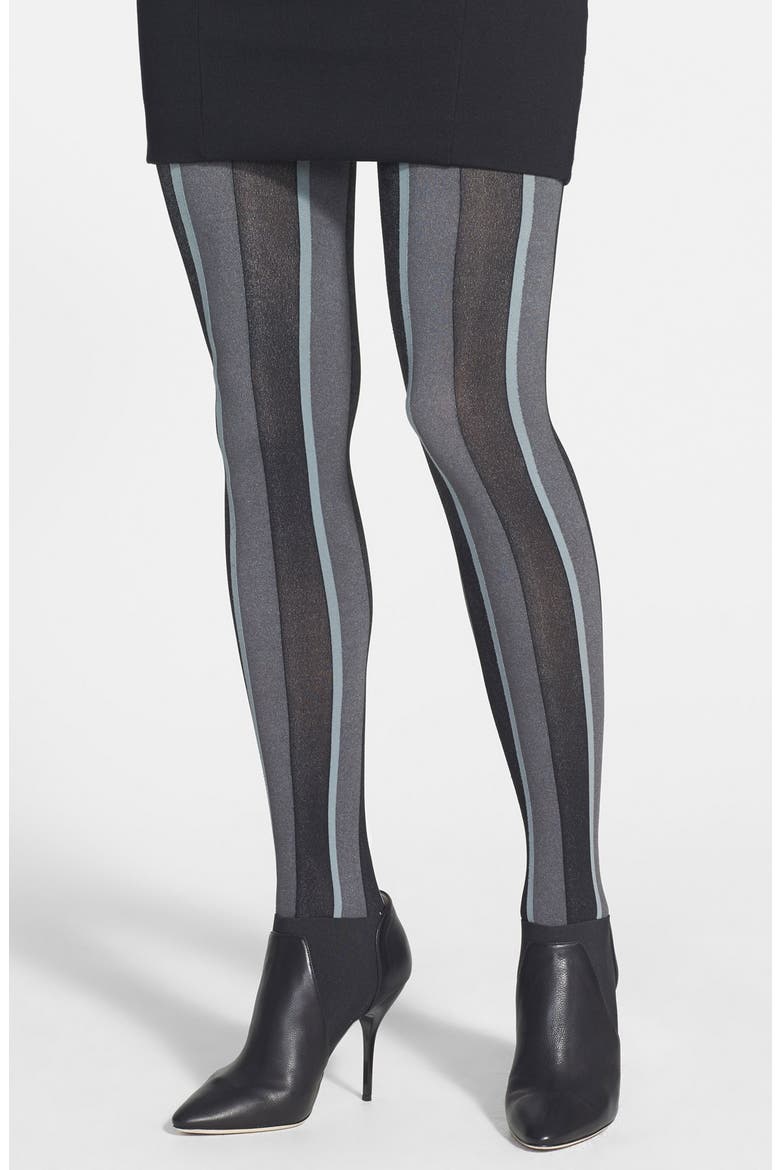 Bold Stripe Tights, Main, color, BLACK FLANNEL/ THUNDER
