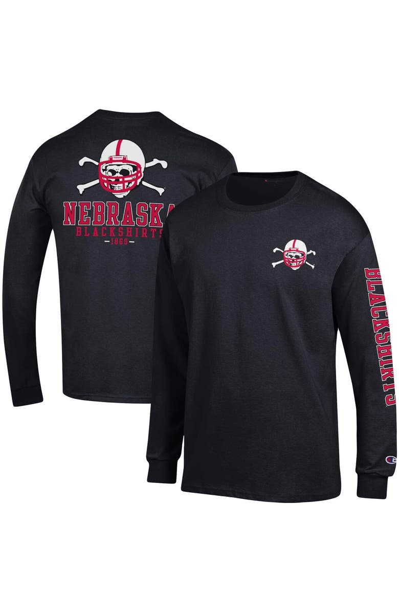 Champion Men's Champion Black Nebraska Huskers Team Stack Long Sleeve T-Shirt, Main, color, 