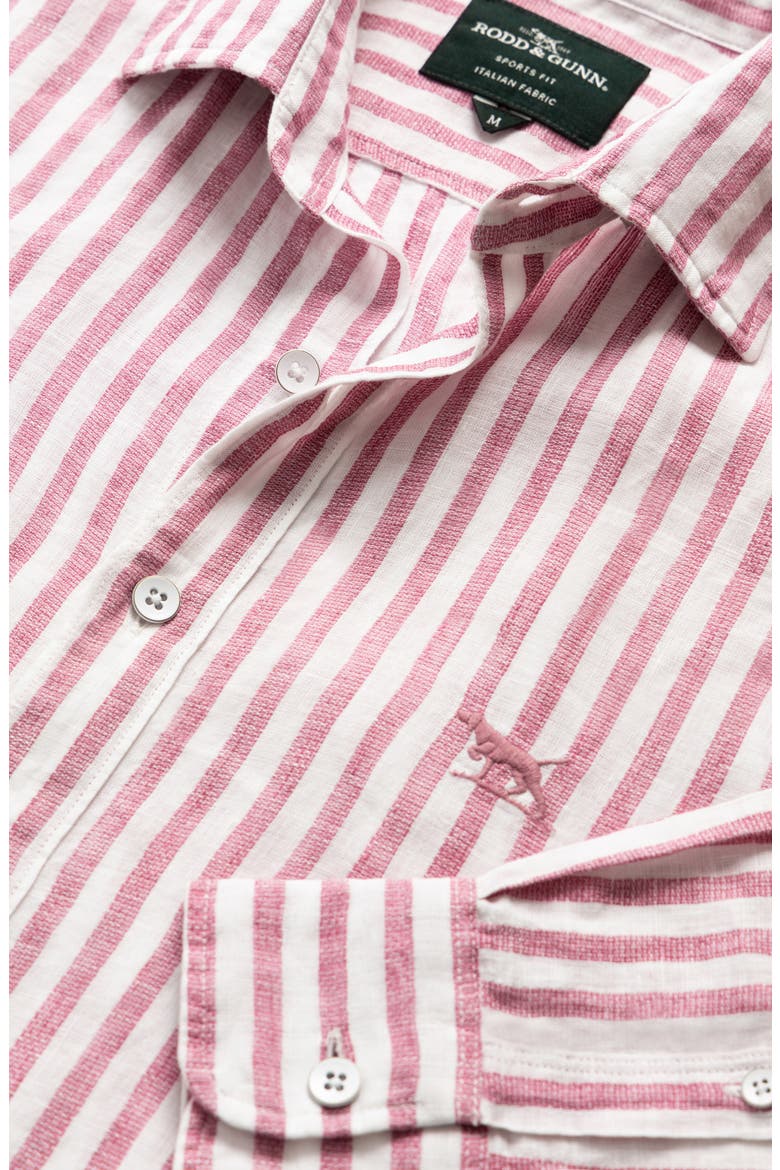 Seadown Original Fit Stripe Linen Button-Up Shirt, Alternate, color, ROSEWATER