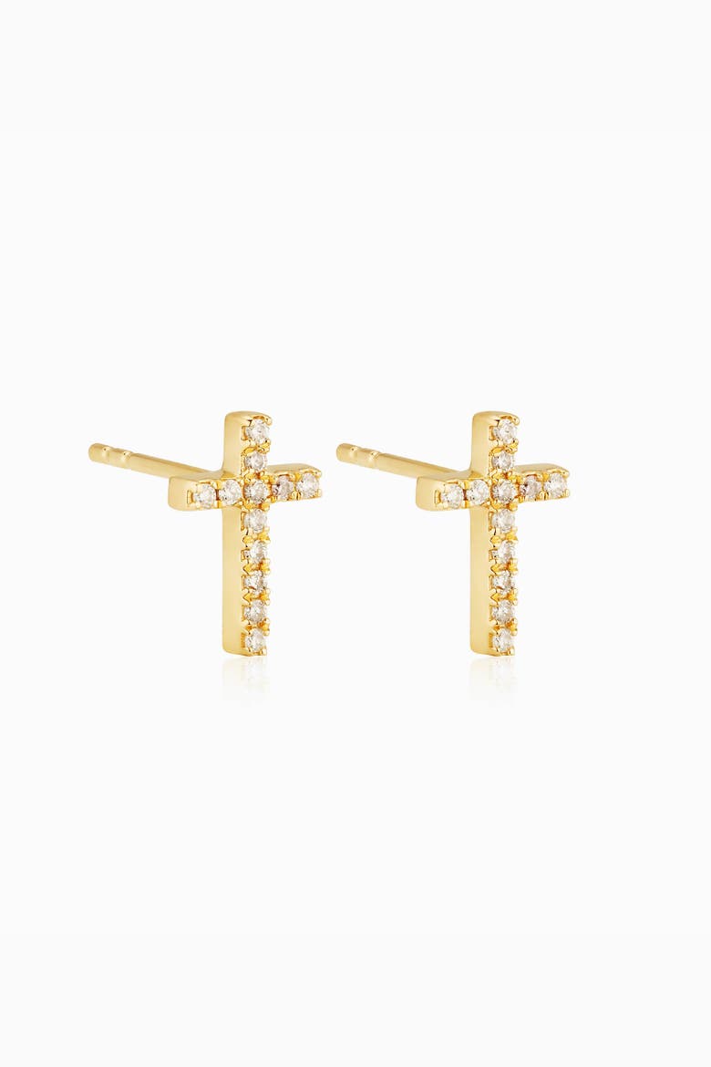 14K Yellow Gold Faith Diamond Studs, Alternate, color, Yellow Gold