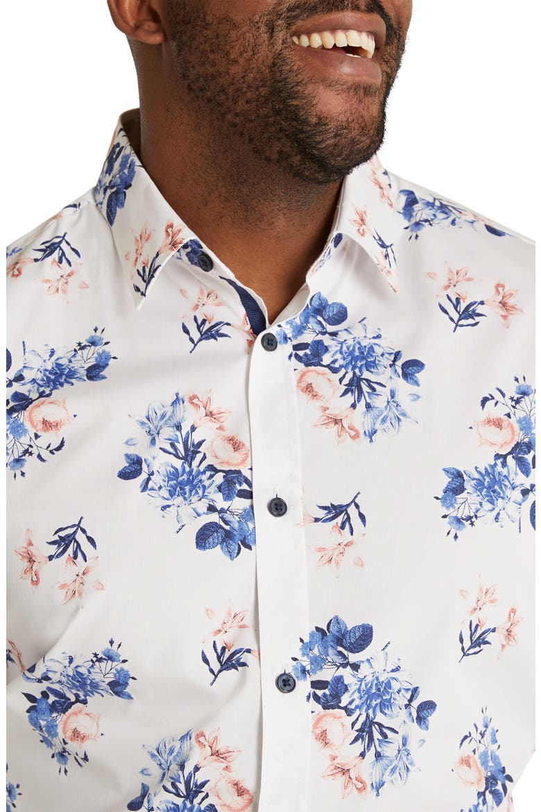 William Regular Fit Floral Stretch Cotton Button-Up Shirt , Alternate, color, WHITE/ PINK/ BLUE