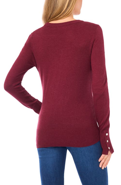 Halogenr Halogen(r) Button Cuff Cotton Blend Sweater In Burgundy