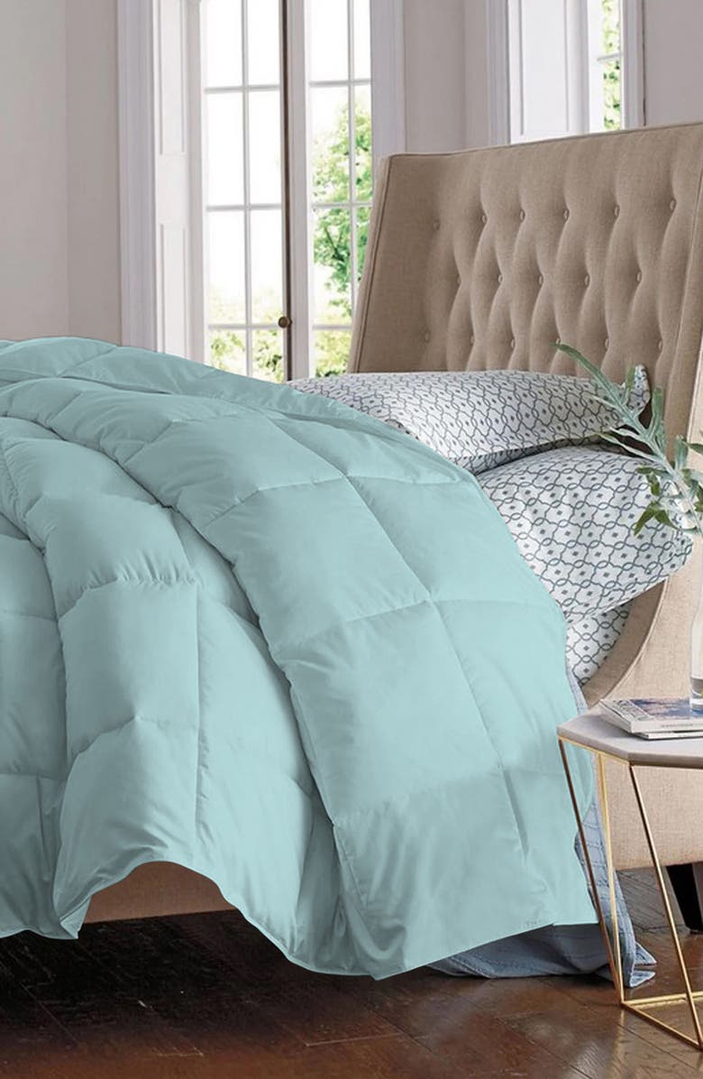 Luxury Home Solid Sky Blue Microfiber Comforter, Main, color, 