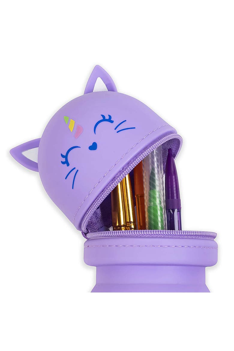 Retractable Pencil Case, Unicorn, Alternate, color, Purple