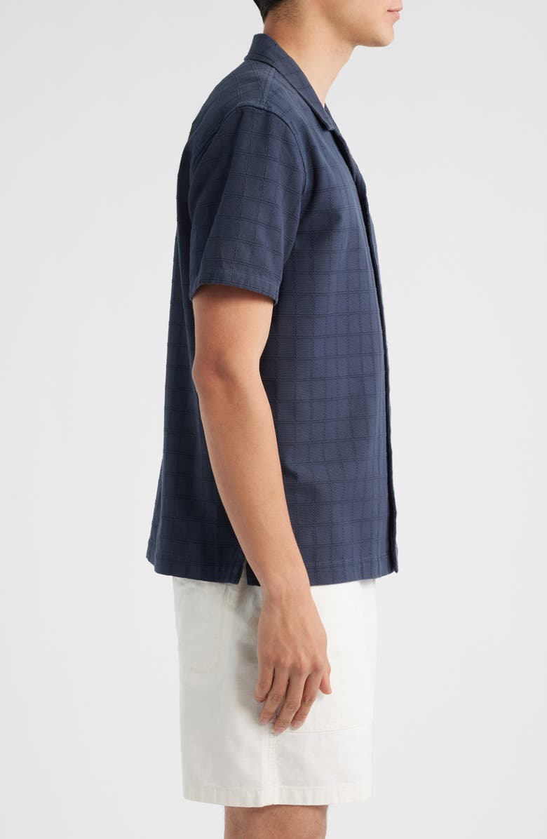 Treasure & Bond Grid Eyelet Cotton Camp Shirt, Alternate, color, Navy India Ink