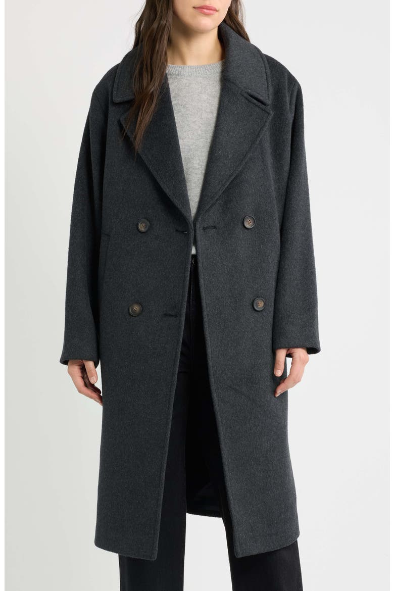 Relaxed Double Breasted Coat, Alternate, color, DK HEATHER GREY
